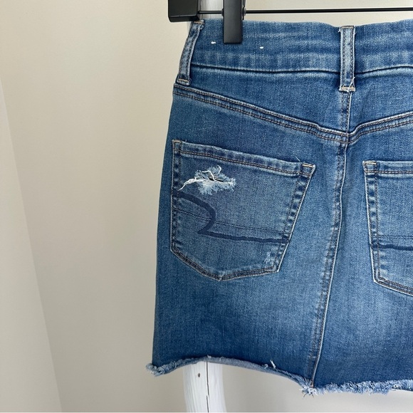 American Eagle Outfitters Super Stretch Curvy Hi Rise Denim Mini Skirt SZ 0 - Picture 3 of 14